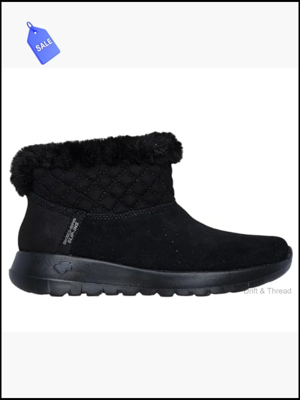 Cozy Quilted Suede Ankle Booties with Memory Foam, Slip-On Winter Boots